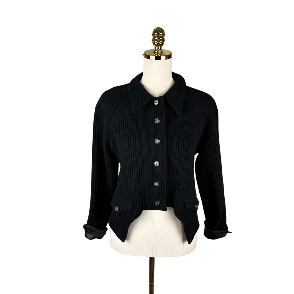 Vintage 90s Geoffrey Beene Avant Garde 100% Wool Asymmetrical Cardigan Jacket S